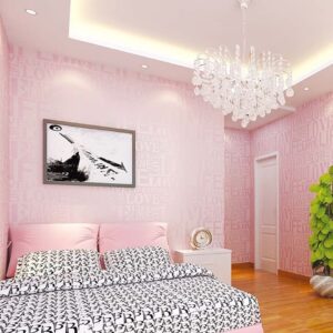 HANMERO Korean Style Romantic Love Life Alphabet Pattern Non-woven Home Wallpaper For Girls Room Pink