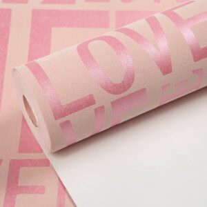 HANMERO Korean Style Romantic Love Life Alphabet Pattern Wallpaper Pink - Image 8