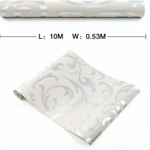 Hanmero Flocking Victorian Damask Embossed Wallpaper Silver & Grey - Image 4