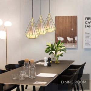 Retro Style Ceiling Pendant Light - Gold Iron Basket Cage - Image 4