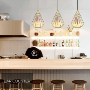 Retro Style Ceiling Pendant Light - Gold Iron Basket Cage - Image 5