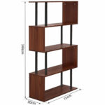 S Shape Bookcase 4tier Bookshelf Dividers Storage Display