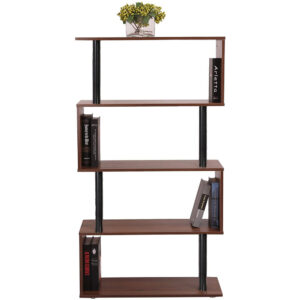 S Shape Bookcase 4tier Bookshelf Dividers Storage Display