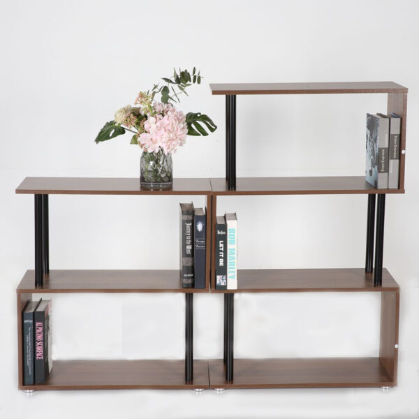 S Shape Bookcase 2tier Bookshelf Dividers Storage Display