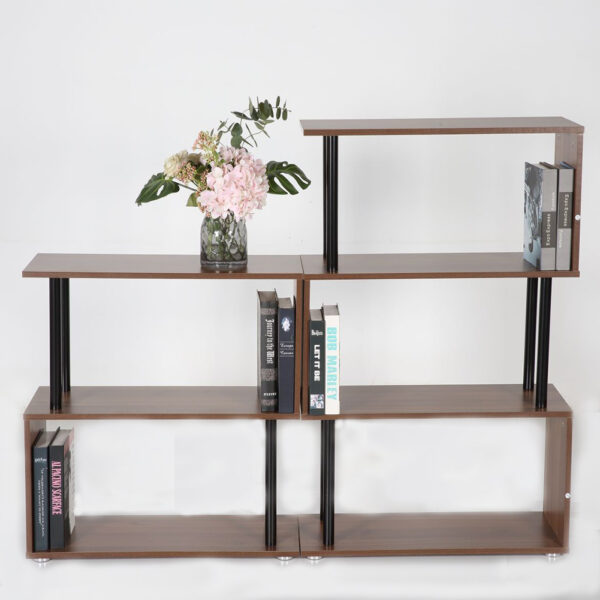S Shape Bookcase 2tier Bookshelf Dividers Storage Display