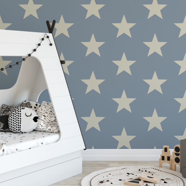 Non Woven Star-Pattern Wallpaper（Queen blue）