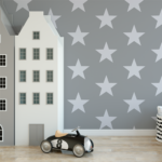 Non Woven Beautiful Star Pattern Wallpaper（Silver gray）