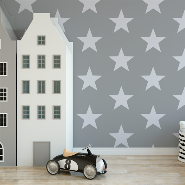 Non Woven Beautiful Star Pattern Wallpaper（Silver gray）