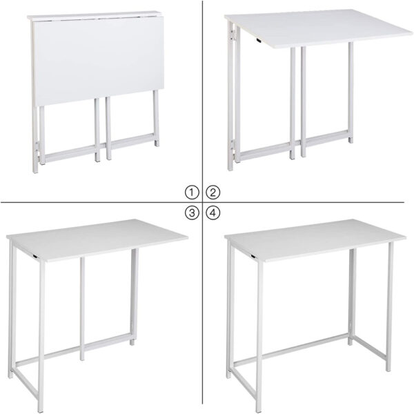 Compact Foldable Computer Desk in White