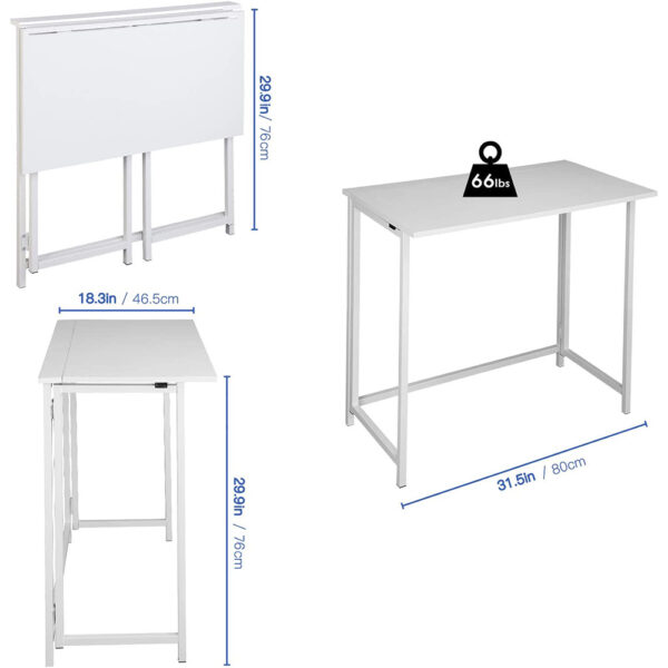 Compact Foldable Computer Desk in White