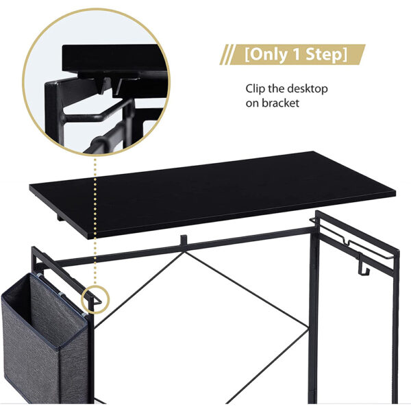 Computer Desk with Storage Bag Headphone Hook