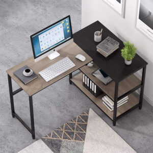 L Shaped Computer Desk with Shelves
