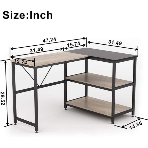 L Shaped Computer Desk with Shelves