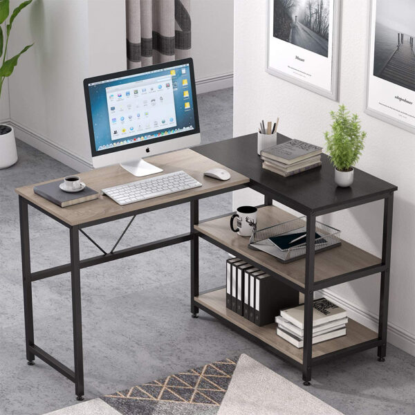 L Shaped Computer Desk with Shelves