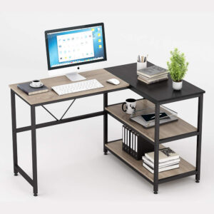 L Shaped Computer Desk with Shelves