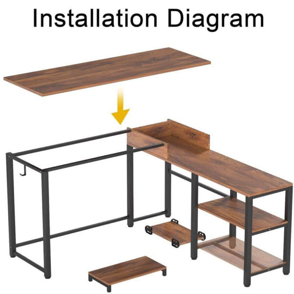 L Shaped Computer Desk with Storage Shelves