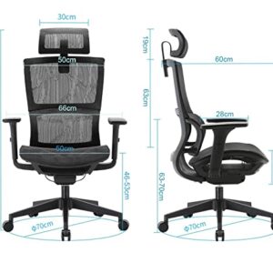 Homesbrand Ergonomic Home Office Mesh Chair - Black - Image 3