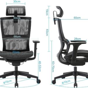 Homesbrand Ergonomic Home Office Mesh Chair - Grey - Image 3