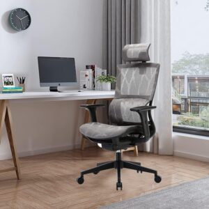 Homesbrand Ergonomic Home Office Mesh Chair - Grey - Image 4