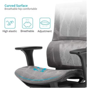 Homesbrand Ergonomic Home Office Mesh Chair - Grey - Image 7