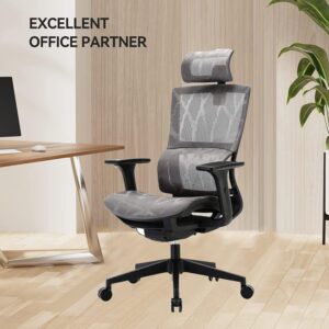 Homesbrand Ergonomic Home Office Mesh Chair - Grey - Image 10