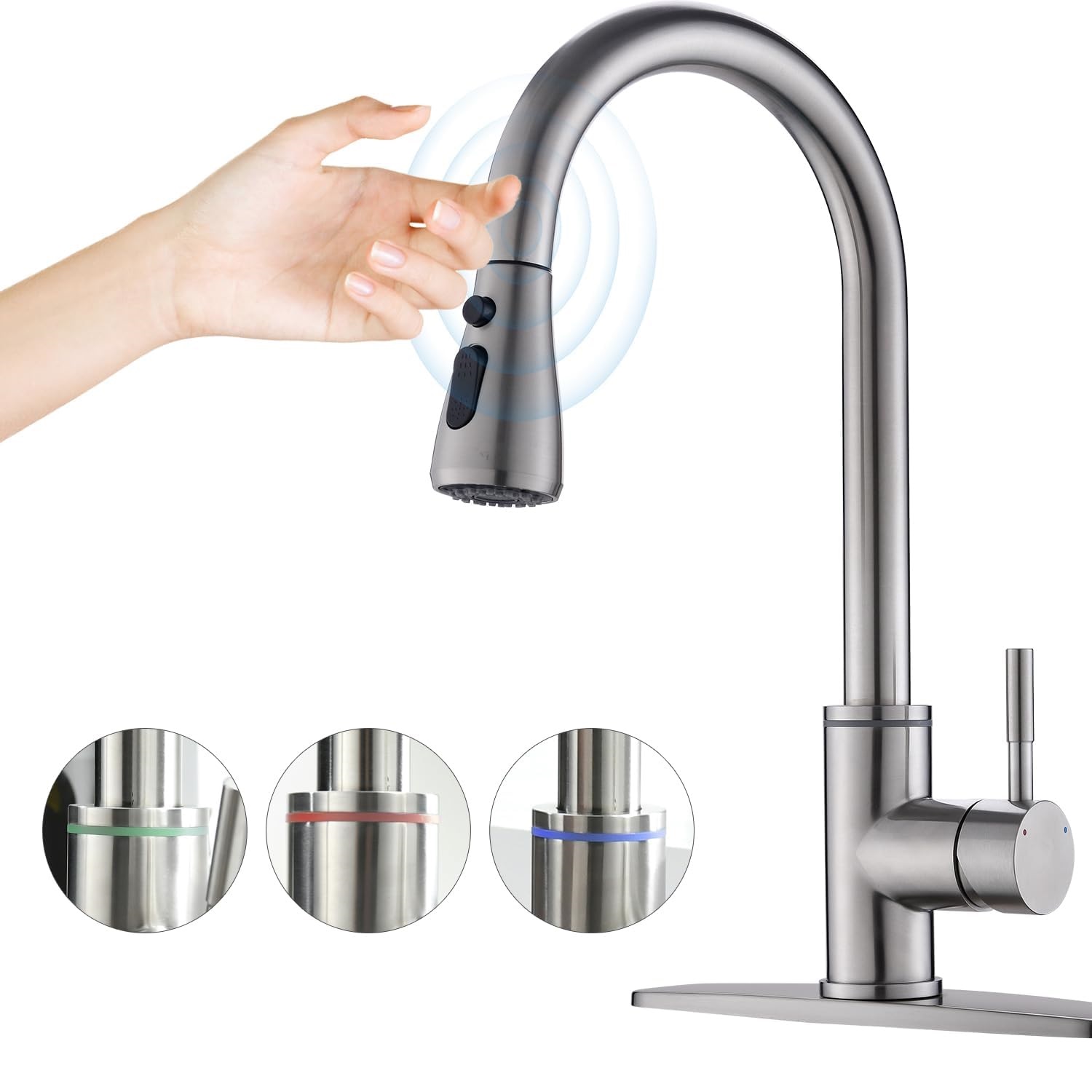 Pre-Rinse Sproeier RVS Keukenkraan Pull-Down - Zwarte Commerciële Spoelkop Met Swivel