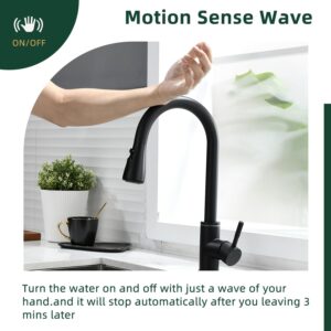 Homesbrand Kitchen Sink Mixer Tap With Touchable Water Temperature Adjustment 360 Swivel Pre-Rinse Matte Black - Image 3